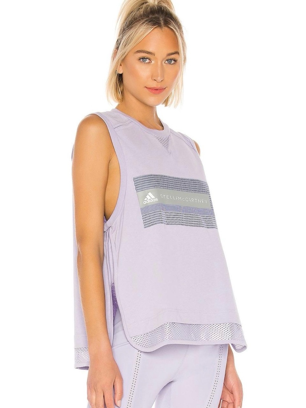 Adidas by Stella McCartney light purple muscle Tank Top with mesh and open sides